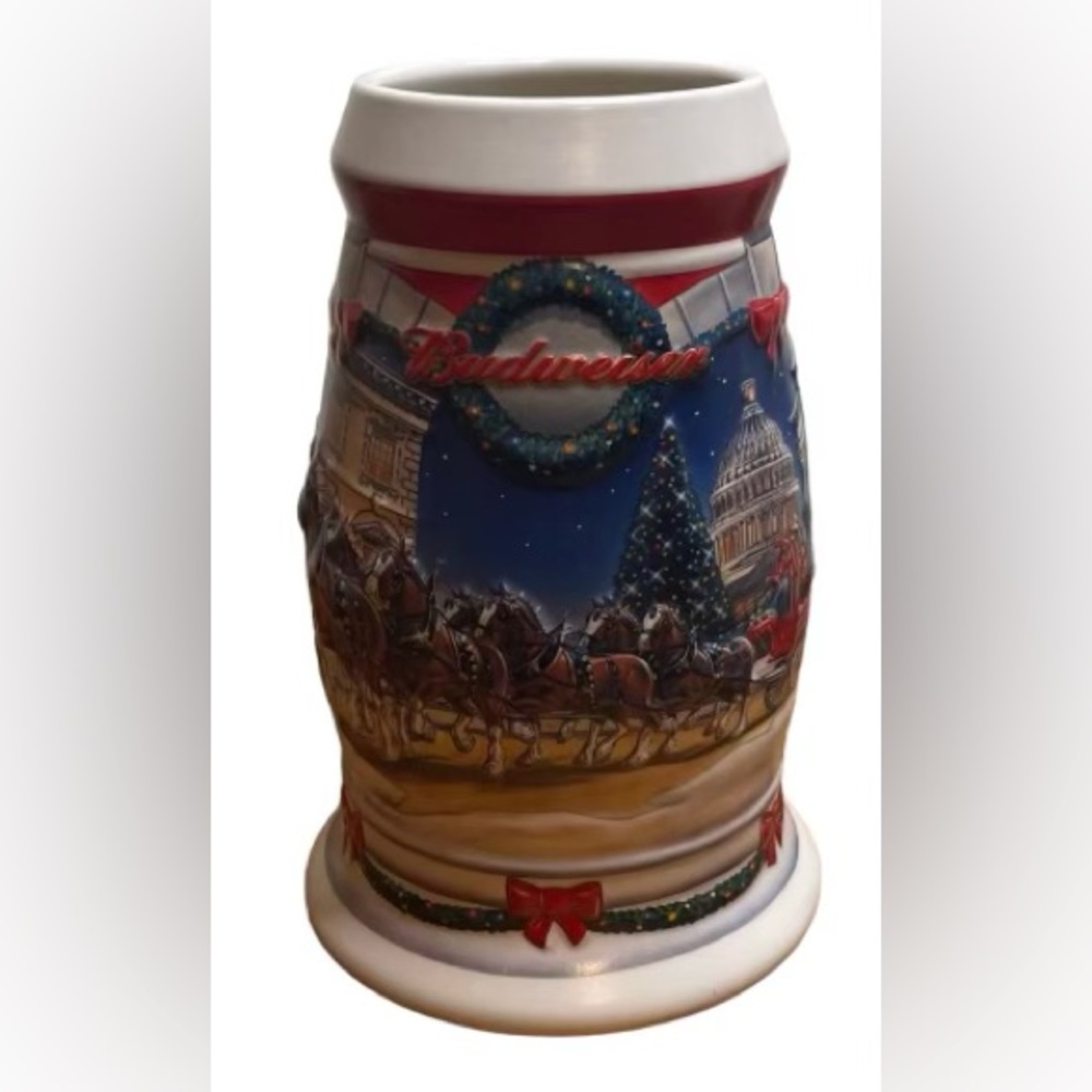 Holiday At The Capitol 2001 Budweiser Holiday Beer Stein Mug USA Christmas CS455